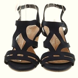 Lauren Blakwell | Layla | Suede Wedge Sandal Heel | Black | Size: 9, 2.25" Heel
